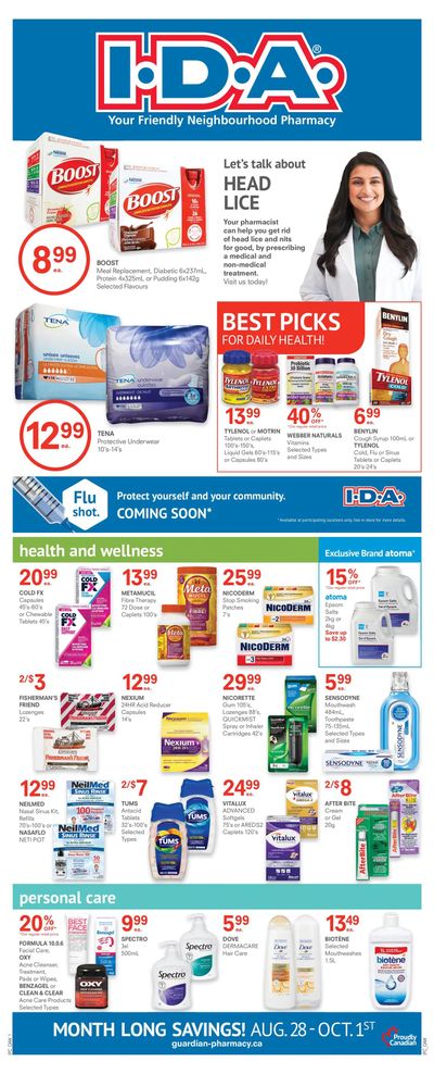 I.D.A. Pharmacy Flyer August 28 to October 1