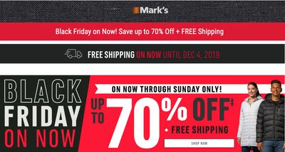 Mark’s Canada Black Friday 2019 Sale Live Now! Save 50% – 70% off Sitewide!