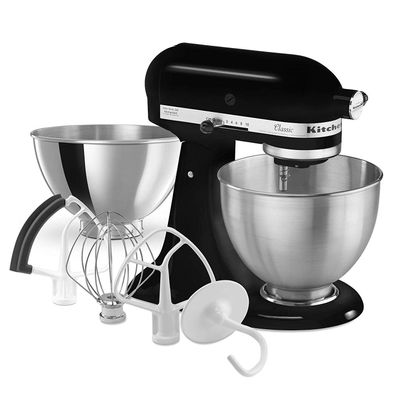 KitchenAid K45SSBFOB Classic Stand Mixer Bonus Value Bundle, 4.5 Quart Stand Mixer, Onyx Black on Sale for $ 269.99 (Save $ 258.98) at Amazon Canada