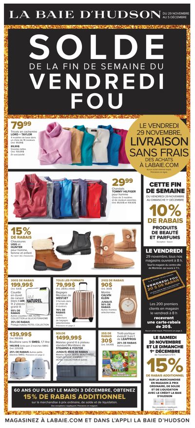 Hudson's Bay (QC) Black Friday Flyer November 29 to December 5, 2019