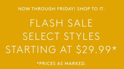 Naturalizer Canada Flash Sale: Select Styles for $29.99 + Save up to 70% off Select Styles Sitewide!