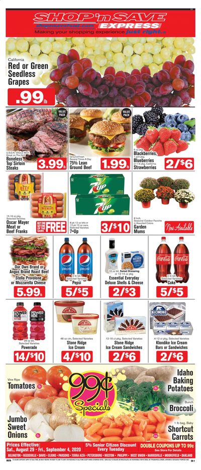 Shop ‘n Save (Pittsburgh) (MD, PA, WV) Weekly Ad August 29 to September 4