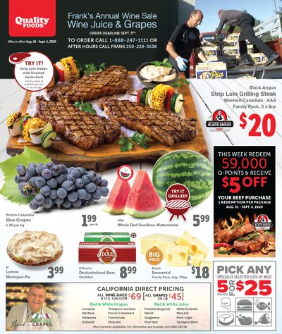 Quality Foods Flyer August 31 to September 6