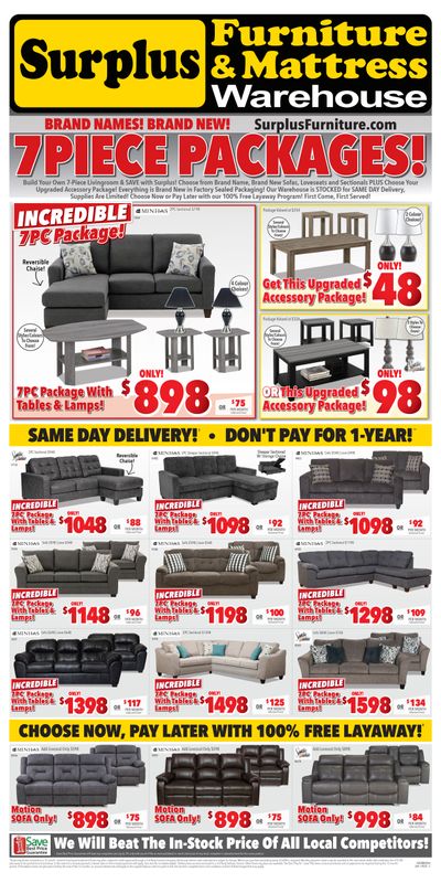 Surplus Furniture & Mattress Warehouse (Edmonton) Flyer September 1 to 14 Surplus Furniture & Mattress Warehouse (Edmonton) Flyer September 1 to 14