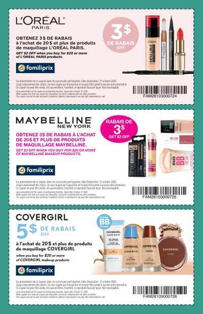 Familiprix Beauty Coupons September 3 to October 31