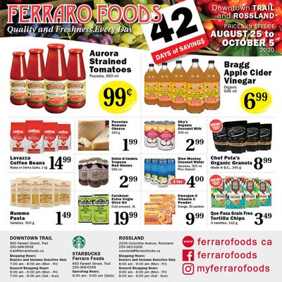 Ferraro Foods Flyer August 25 to October 5