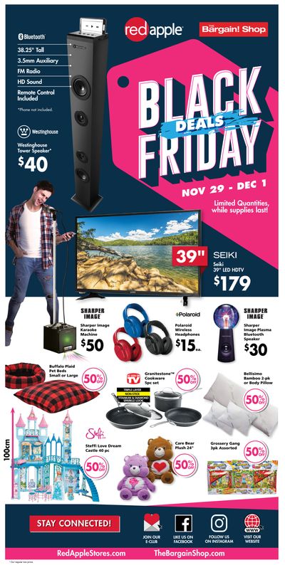 The Bargain Shop and Red Apple Stores Black Friday Flyer November 29 to December 1