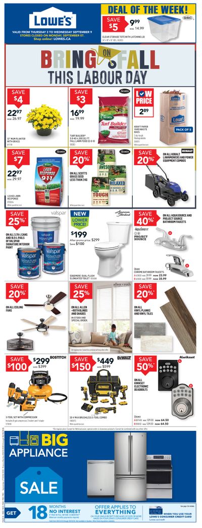 Lowe's Flyer September 3 to 9