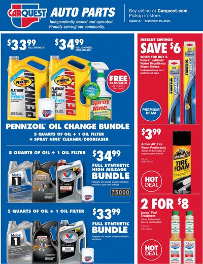 Carquest Weekly Ad August 27 to September 30