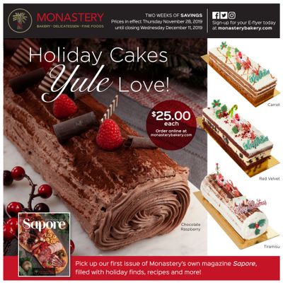 Monastery Bakery Flyer November 28 to December 11