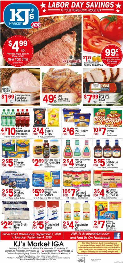 KJ´s Market Weekly Ad September 2 to September 8