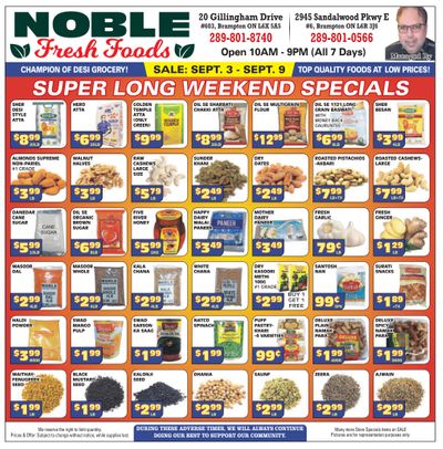 Noble Fresh Foods Flyer September 3 to 9