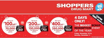 Shoppers Drug Mart The Biggest Bonus Redemption Event & Flyer Deals: Get up to $400 off + 2-Days Deals