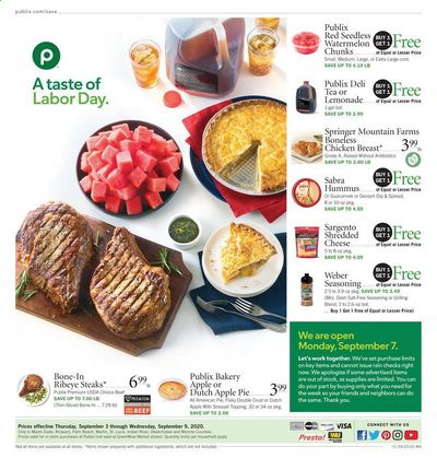 Publix Weekly Ad September 3 to September 9