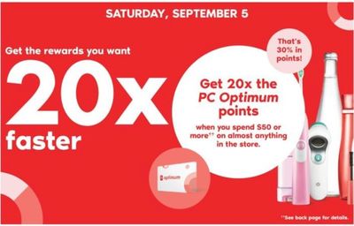 Shoppers Drug Mart Canada: Today, Get 20x The PC Optimum Points When You Spend $50 + 1 Day Sale
