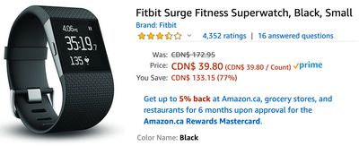 Amazon Canada Deals: Save 77% on Fitbit Surge Fitness Superwatch + 62% on Easy@Home No Touch Forehead Thermometer + More Deals
