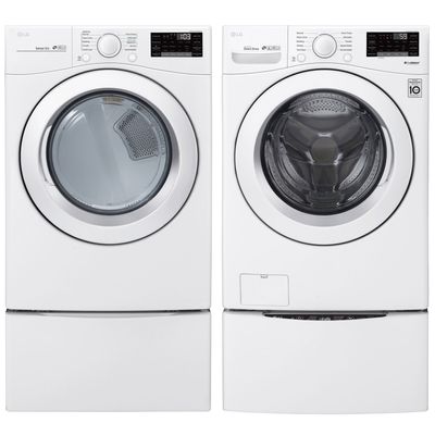 LG 5.2 Cu. Ft. High Efficiency Front Load Washer & 7.4 Cu. Ft. Electric Dryer - White On Sale for $1,499.98 (Save $200) at Best Buy Canada