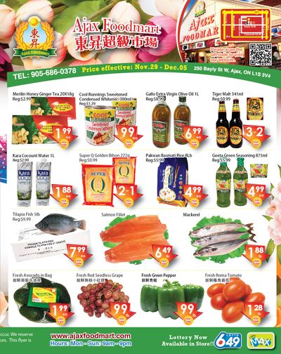 Ajax Foodmart Flyer November 29 to December 5