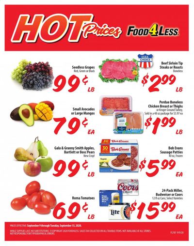 Food 4 Less (IN) Weekly Ad September 9 to September 15