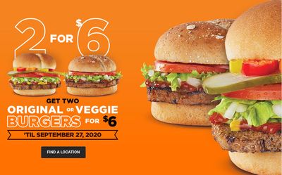 Harvey’s Canada Promotions: 2 Original or Veggie Burgers for $6