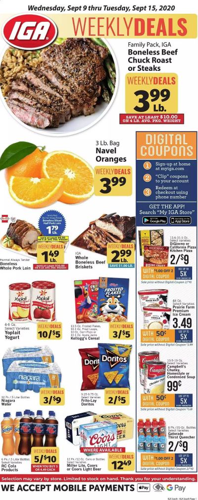 IGA Weekly Ad September 9 to September 15