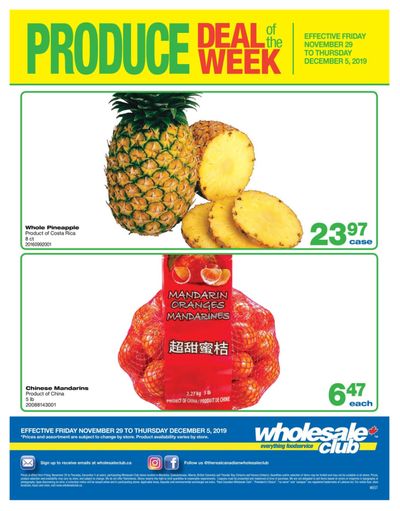 Wholesale Club (West) Produce Deal of the Week Flyer November 29 to December 5