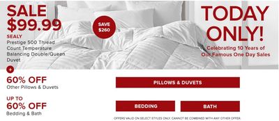 Hudson’s Bay Canada Black Friday Sale: FREE Shipping + Up to 70% Off + Today Only Save 72% on SEALY Temperature Balancing Duvet