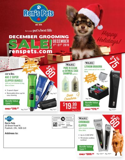 Ren's Pets Depot Monthly Grooming Flyer December 1 to 31