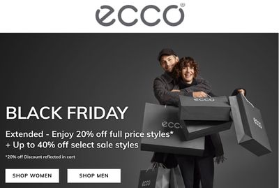 ECCO Canada Black Friday 2019 Sale Extended: Save Up to 40% Off Sale Styles + 20% off Full-Price Styles + FREE Shipping