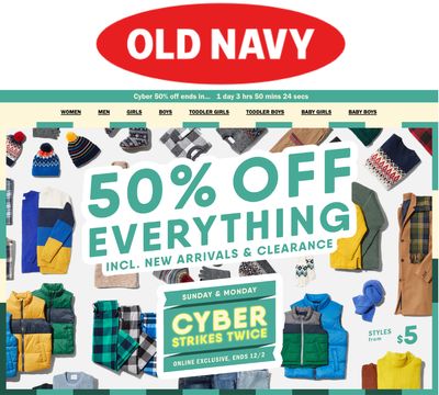 Old Navy Cyber Monday 2019 Sale *Live*: Save 50% Off Everything + $5 Adult Beanies + $12 Adult & $10 Kids Jeans + $15 Sherpa Popover