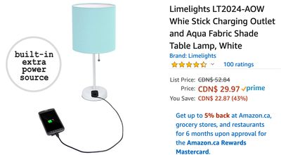 Amazon Canada Deals: Save 43% on Table Lamp with Charging Outlet + 43% on Solar Garden Lights Outdoor, 6-Pack + More Offers