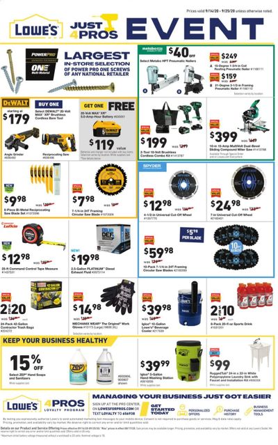 Lowe's Weekly Ad September 14 to September 25