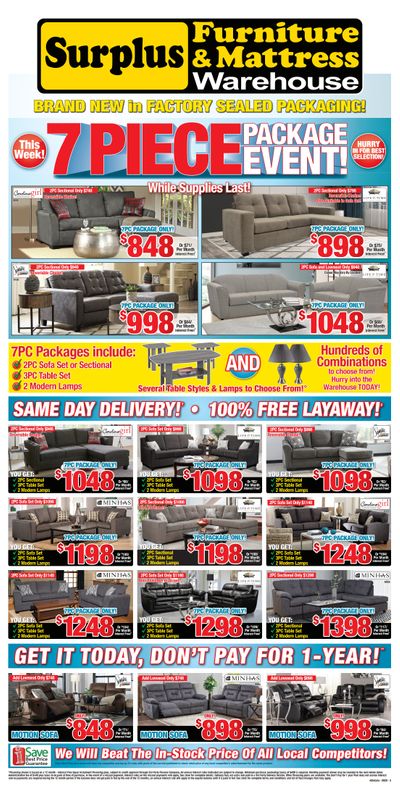 Surplus Furniture & Mattress Warehouse (Thunder Bay) Flyer September 15 to 28