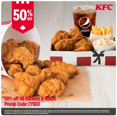 KFC Canada Cyber Monday 2019 Deals: Save 50% Off All Buckets and Boxes Ordered Online, Today Only