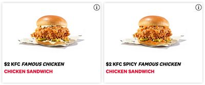  KFC Canada Promotions: Today Only, Get Famous Chicken Chicken Sandwich for $2.00, with Coupon Code!